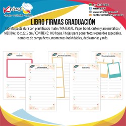 Libreta Libro de Firmas Graduación Rojo
